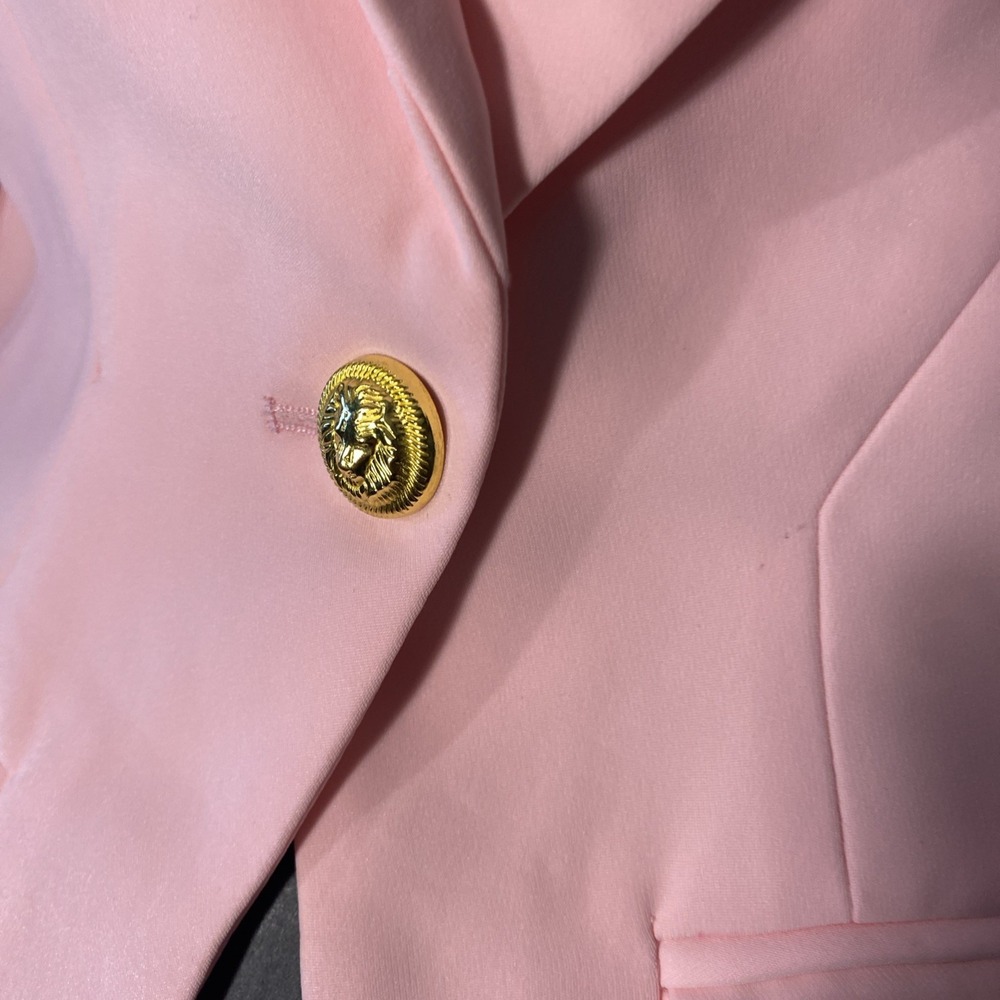 O'dressy pink Blazer Medium Light Big Gold Accent Buttons 75% Cotton - Picture 3 of 4